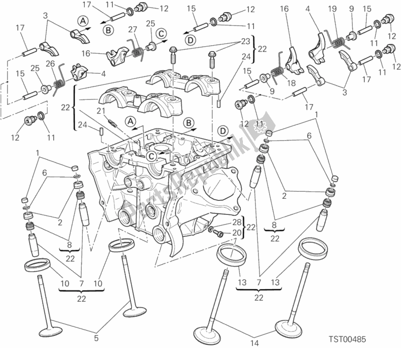 Tutte le parti per il Testa Verticale del Ducati Hypermotard SP 821 2013